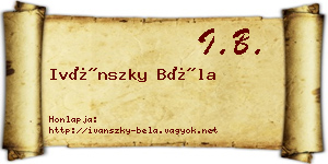 Ivánszky Béla névjegykártya