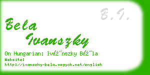 bela ivanszky business card